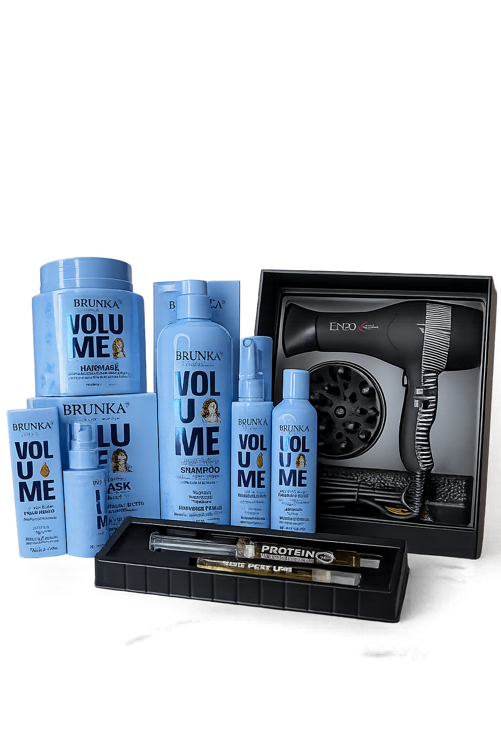Pack brunka volume + enzo sèche cheveux